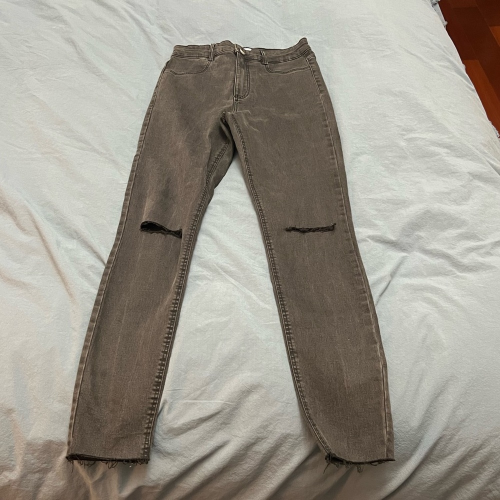 Zara black Ripped skinny jeans